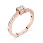 0.58 CT Princess Cut Diamond Pavé Engagement Ring