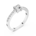 0.58 CT Princess Cut Diamond Pavé Engagement Ring