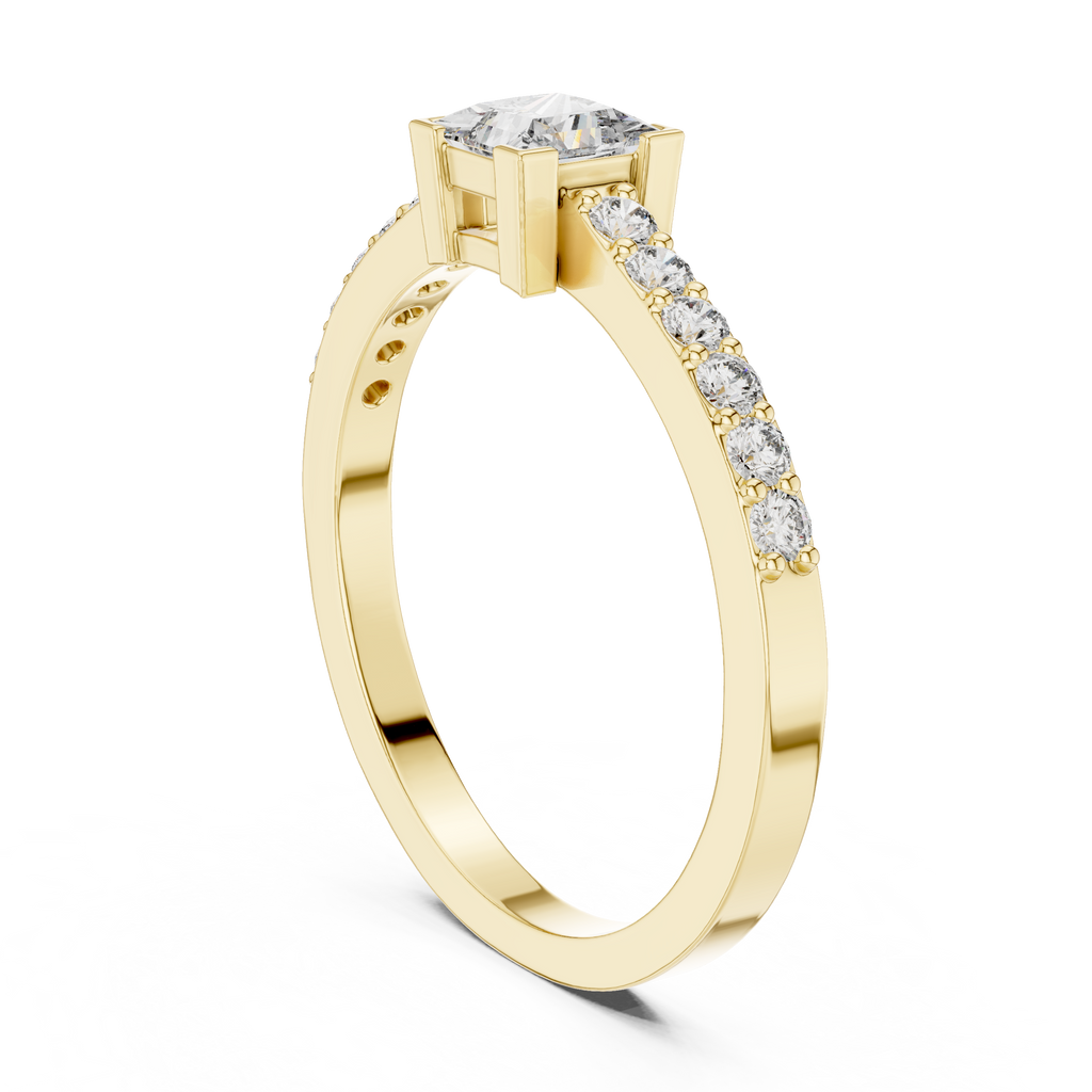 0.58 CT Princess Cut Diamond Pavé Engagement Ring