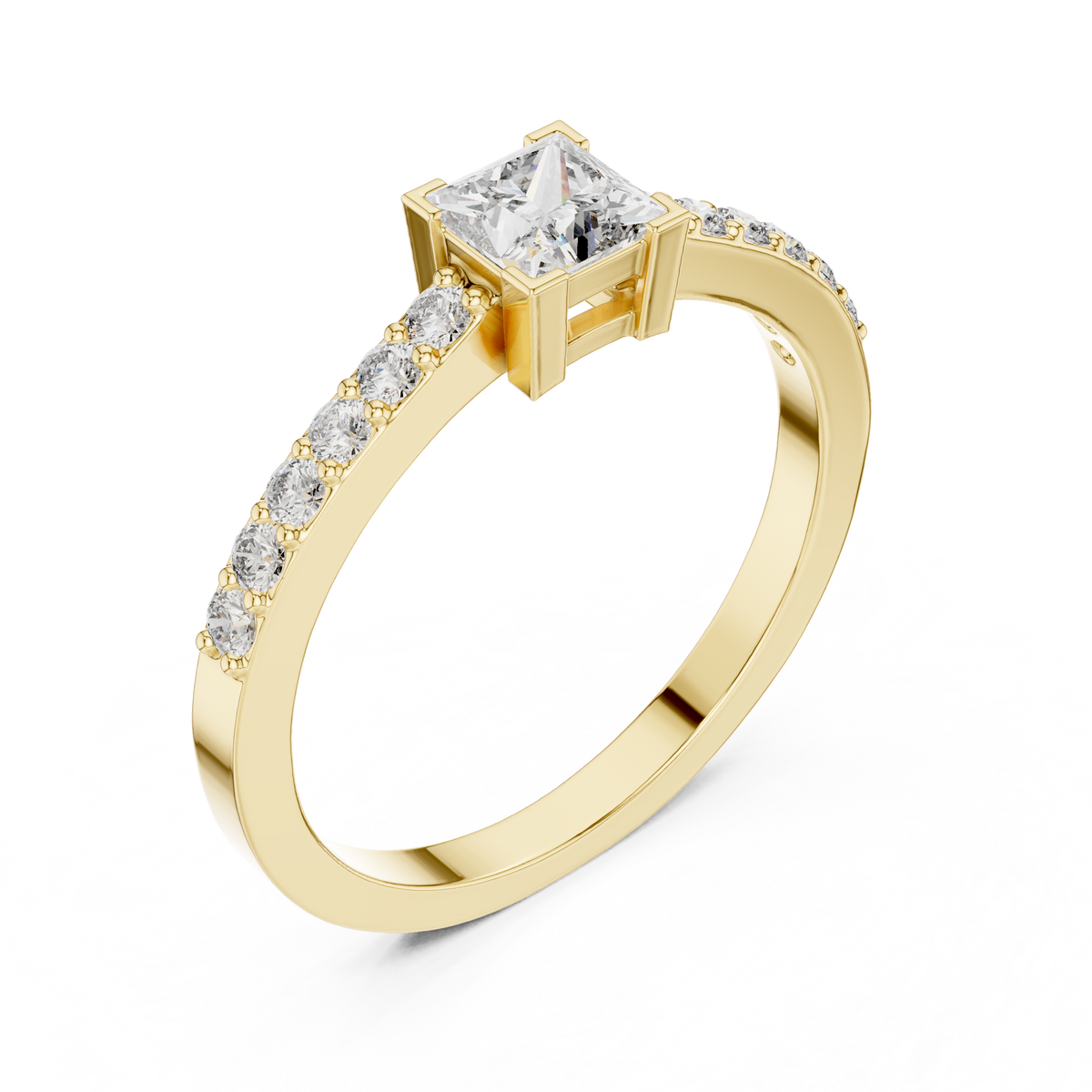 0.58 ct Princess Cut Diamond Pavé Engagement Ring – view 11 of 12, lab grown diamond ring | Jewelix Atelier