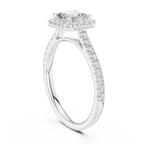 Asscher Cut Halo Diamond Engagement Ring with Pavé Band