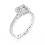 Asscher Cut Halo Diamond Engagement Ring with Pavé Band