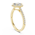 Asscher Cut Halo Diamond Engagement Ring with Pavé Band