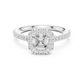 Asscher Cut Halo Diamond Engagement Ring with Pavé Band