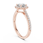 Cushion Cut Halo Diamond Engagement Ring with Pavé Band