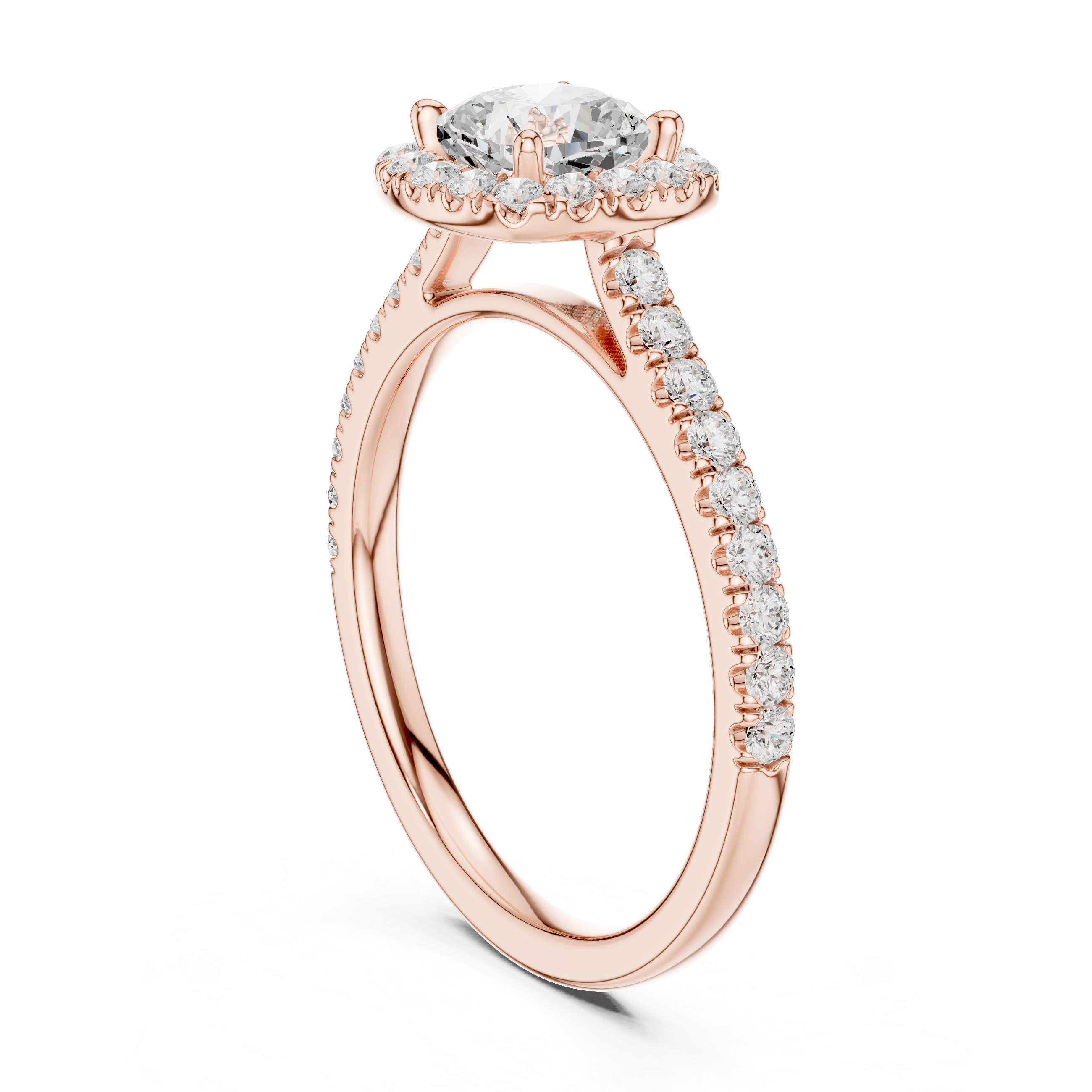 Cushion Cut Halo Diamond Engagement Ring with Pavé Band