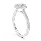Cushion Cut Halo Diamond Engagement Ring with Pavé Band