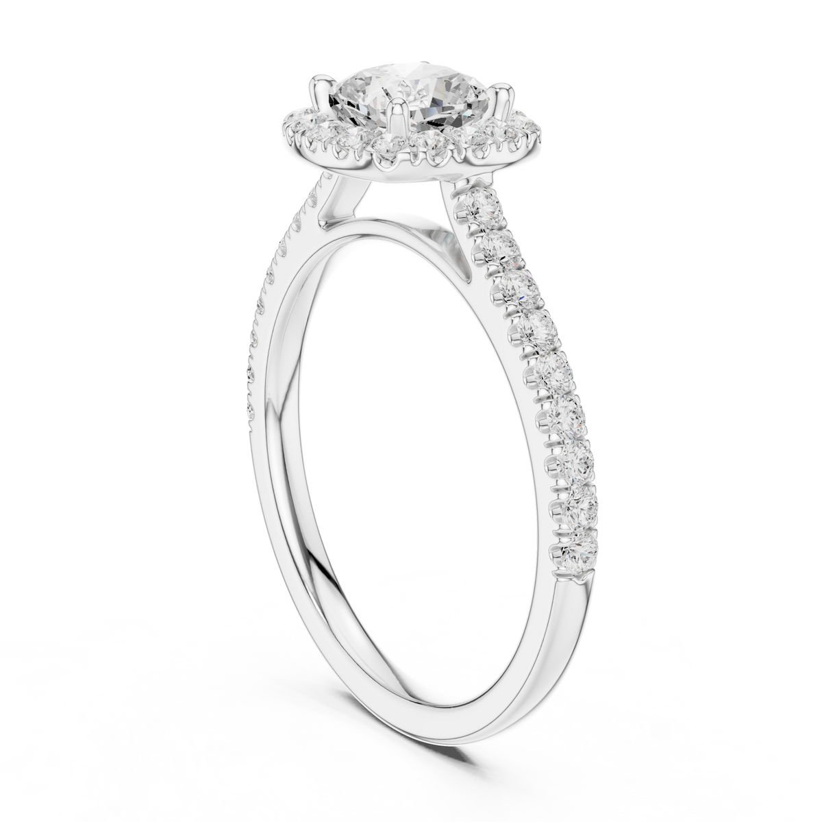 1.39 CTW Cushion Cut Halo Diamond Engagement Ring with Pavé Band – view 2 of 12, lab grown diamond band | Jewelix Atelier