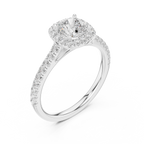 Cushion Cut Halo Diamond Engagement Ring with Pavé Band