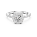Cushion Cut Halo Diamond Engagement Ring with Pavé Band