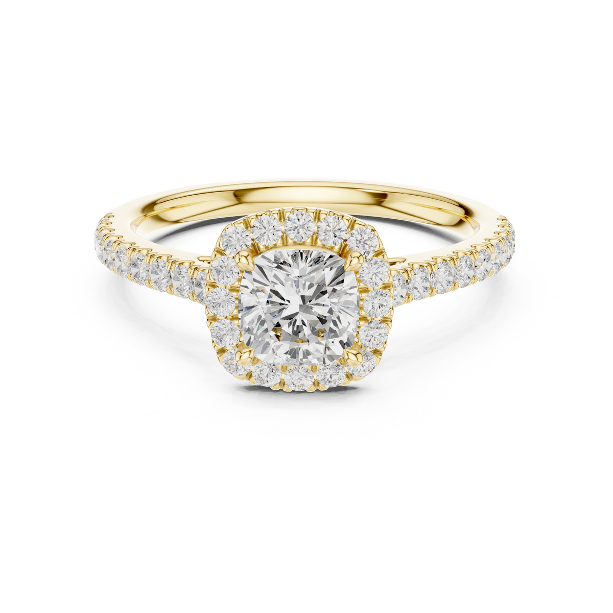 1.39 CTW Cushion Cut Halo Diamond Engagement Ring with Pavé Band – view 9 of 12, lab grown diamond band | Jewelix Atelier
