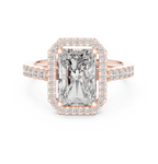 2.59 CT Radiant Cut Diamond Halo Engagement Ring with Pavé Band