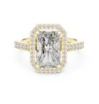 2.59 CT Radiant Cut Diamond Halo Engagement Ring with Pavé Band