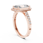 2.59 CT Radiant Cut Diamond Halo Engagement Ring with Pavé Band