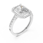 2.59 CT Radiant Cut Diamond Halo Engagement Ring with Pavé Band