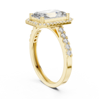 2.59 CT Radiant Cut Diamond Halo Engagement Ring with Pavé Band
