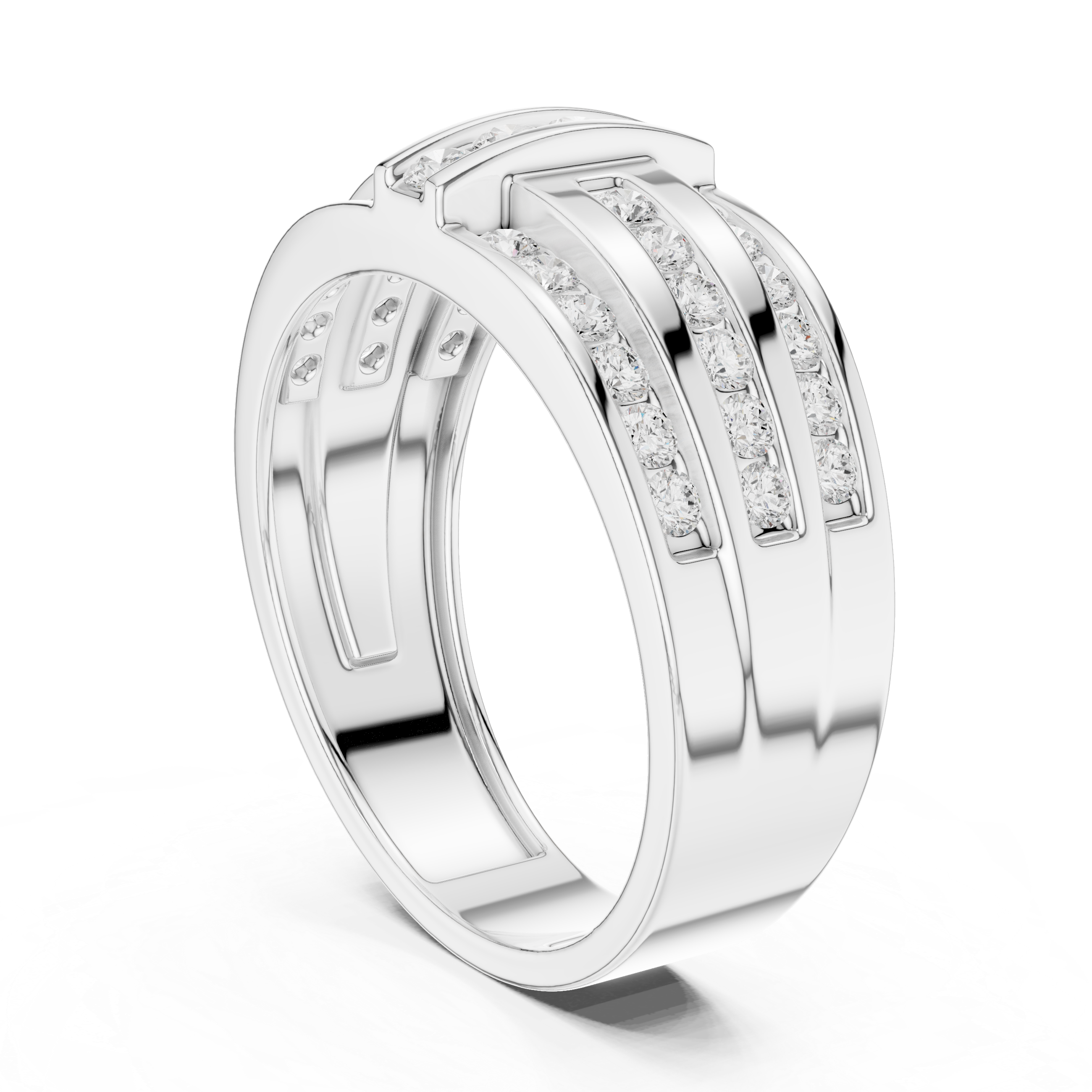 0.75 CT Multi-Row Diamond Men's Wedding Band