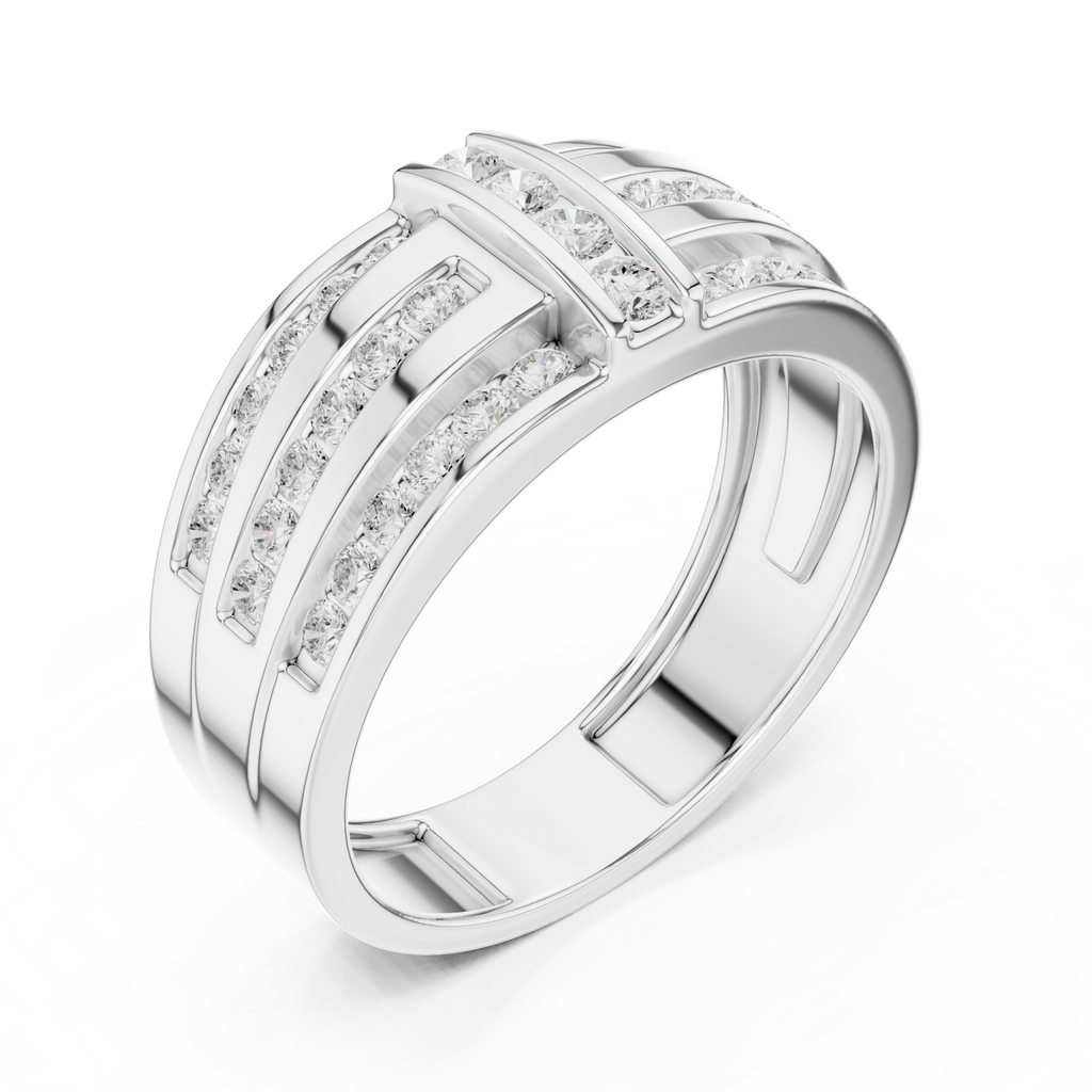 0.75 CT Multi-Row Diamond Men's Wedding Band