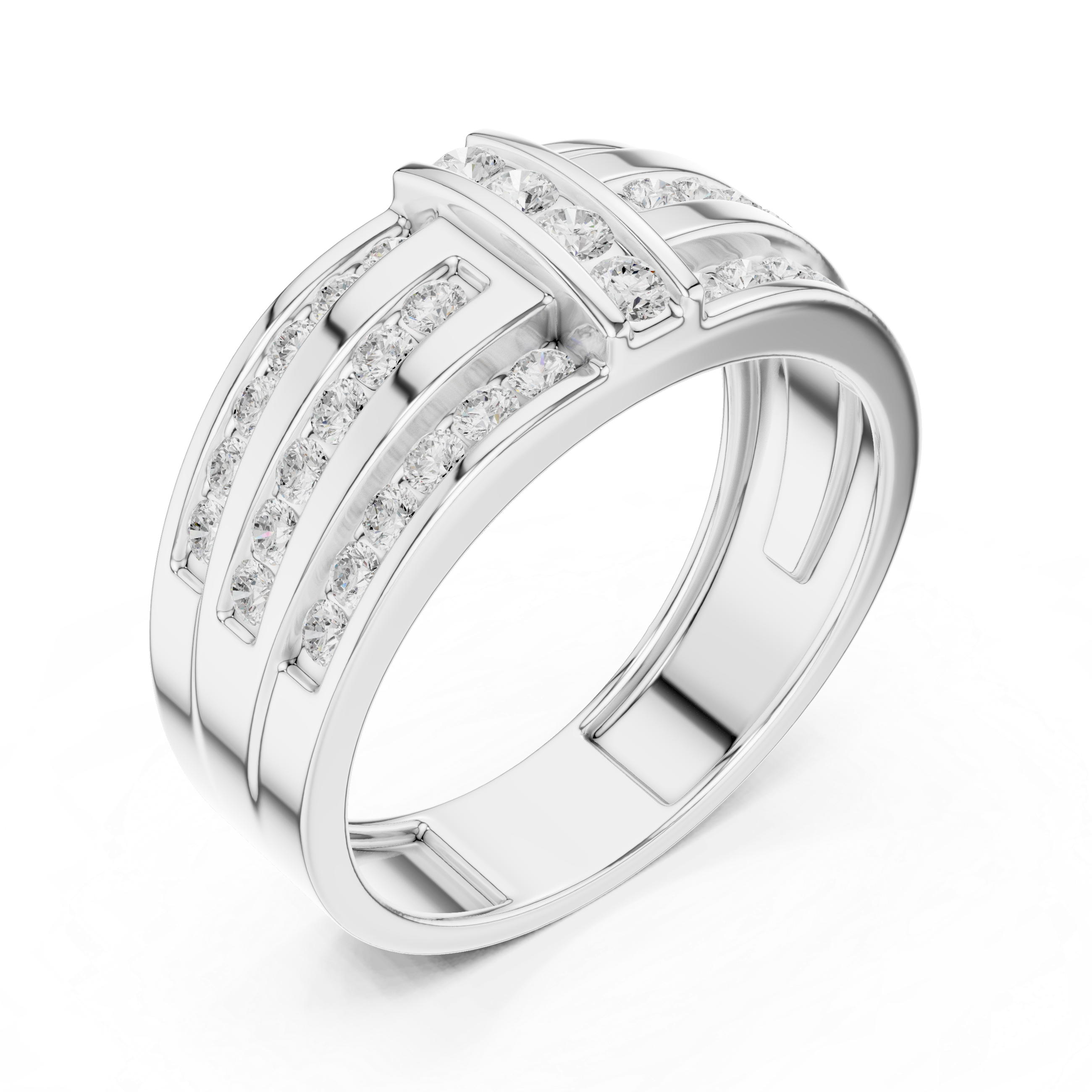 0.75 CT Multi-Row Diamond Men's Wedding Band