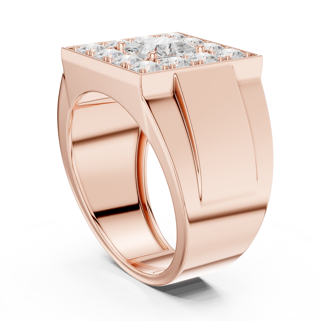2.32 CT Princess Cut Halo Diamond Men's Ring