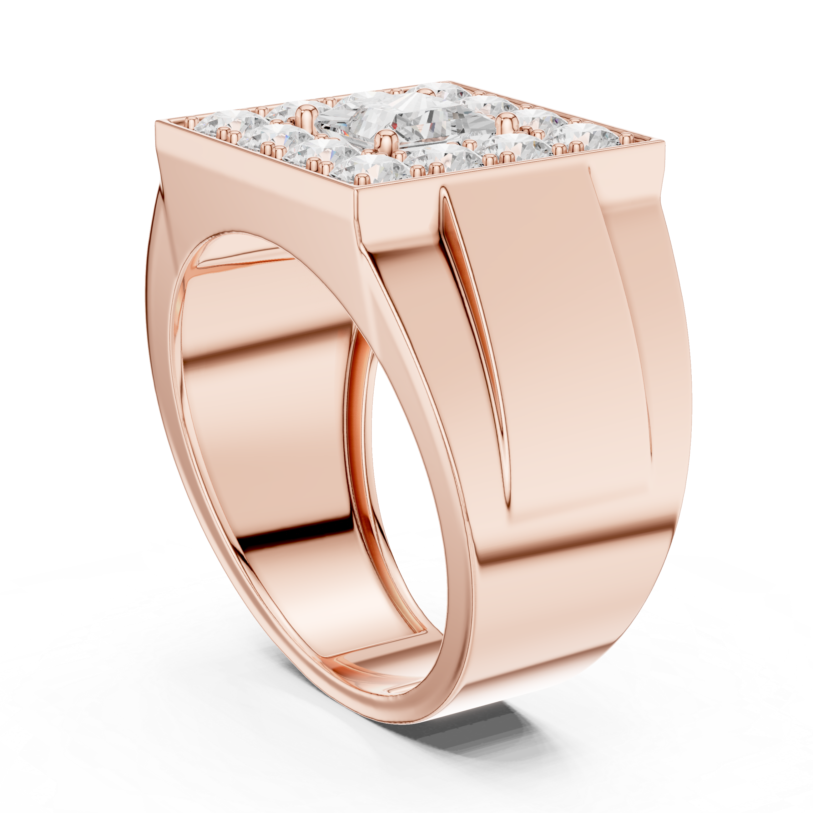 2.32 CT Princess Cut Halo Diamond Men's Ring