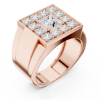 2.32 CT Princess Cut Halo Diamond Men's Ring