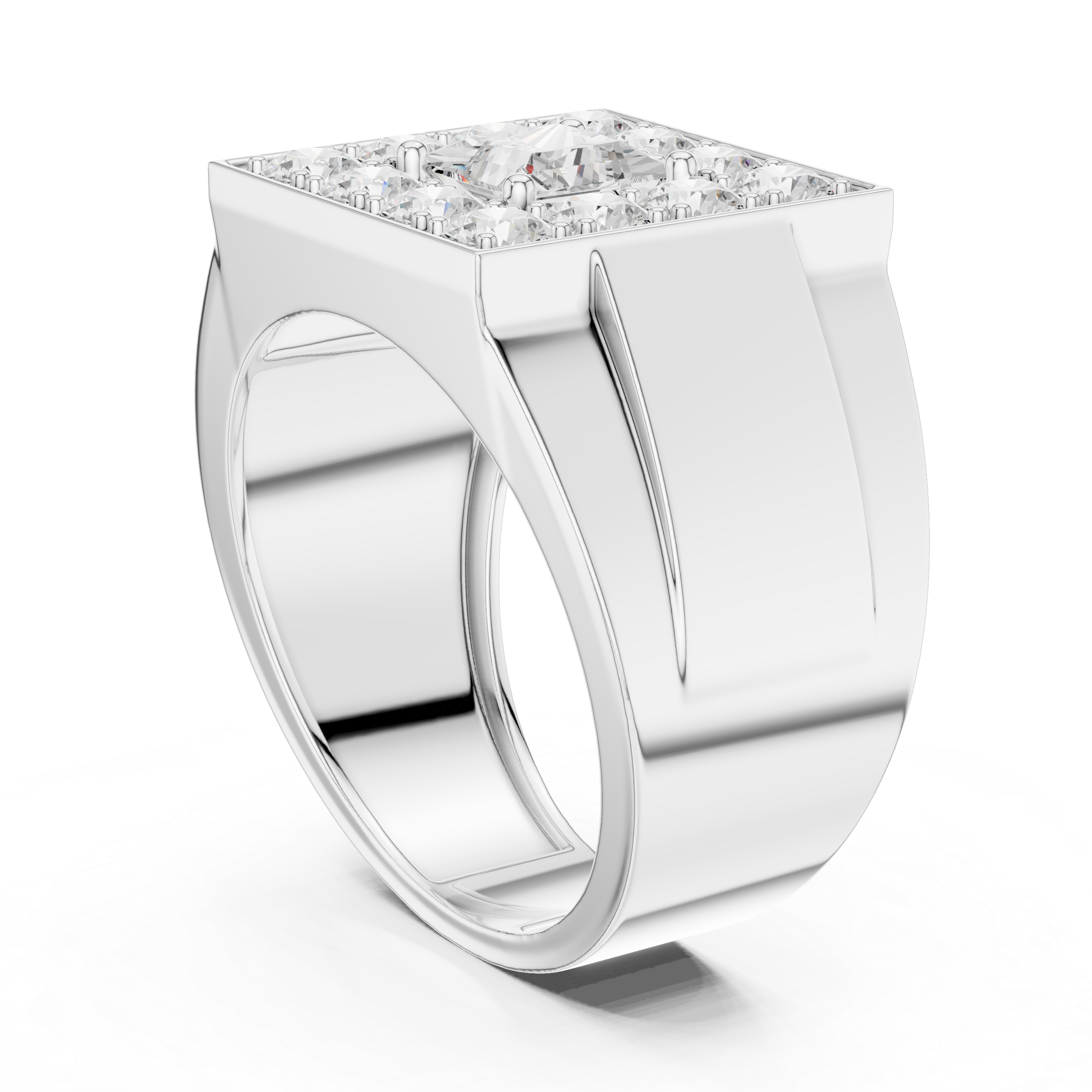 2.32 CT Princess Cut Halo Diamond Men's Ring