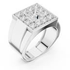 2.32 CT Princess Cut Halo Diamond Men's Ring
