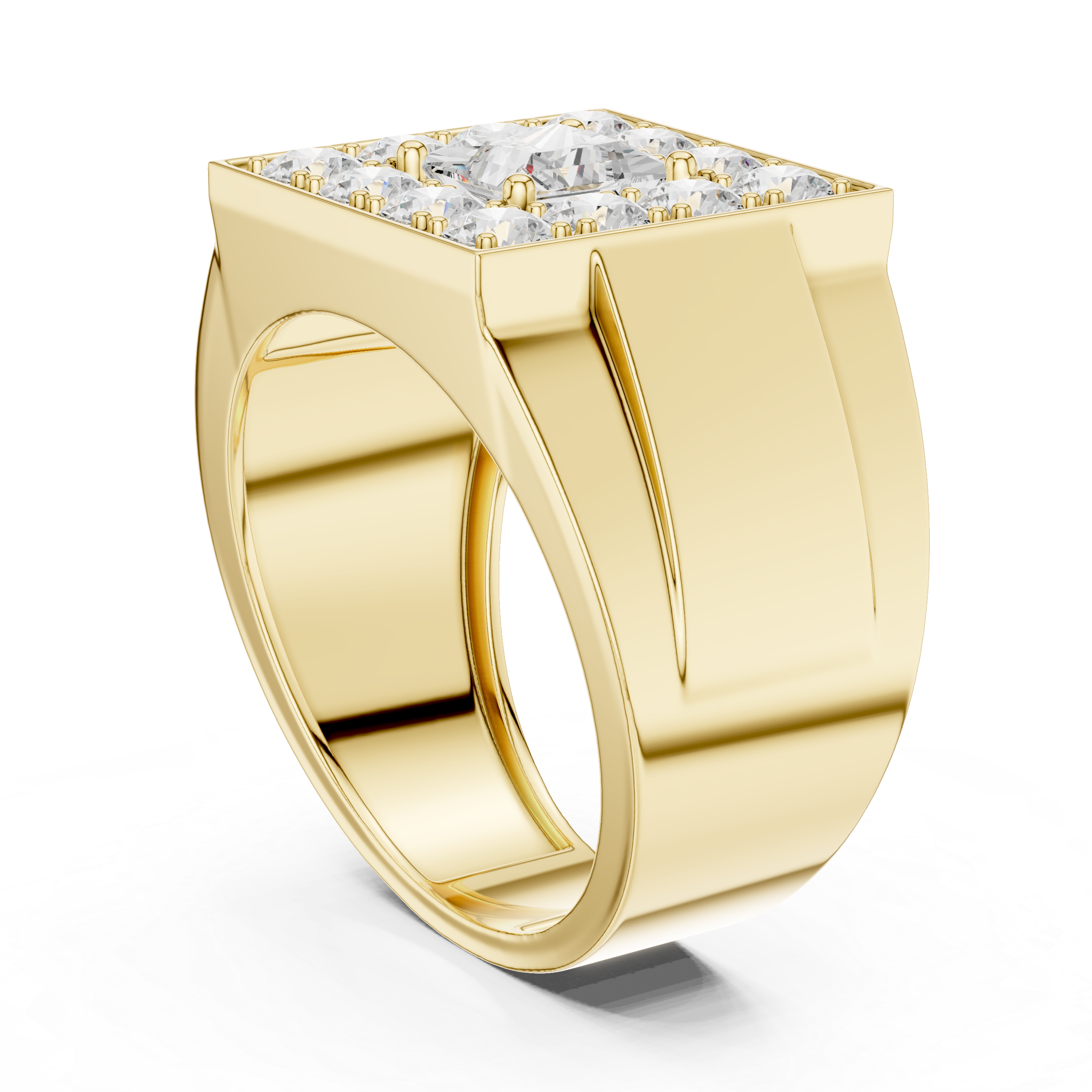 2.32 CT Princess Cut Halo Diamond Men's Ring