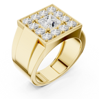 2.32 CT Princess Cut Halo Diamond Men's Ring