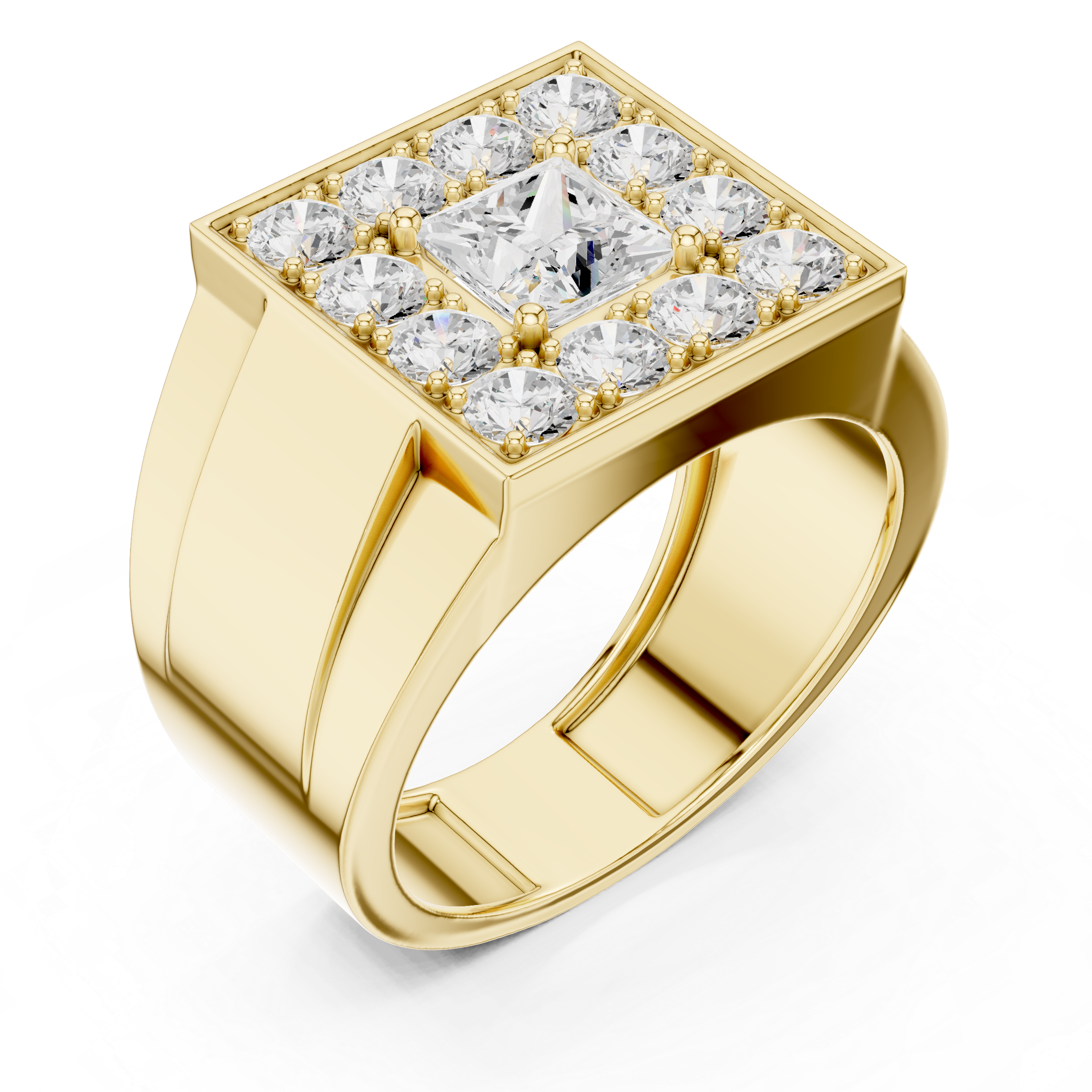 2.32 CT Princess Cut Halo Diamond Men's Ring