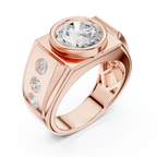 3.66 CT Round Cut Bezel Set Diamond Men's Ring