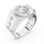 3.66 CT Round Cut Bezel Set Diamond Men's Ring