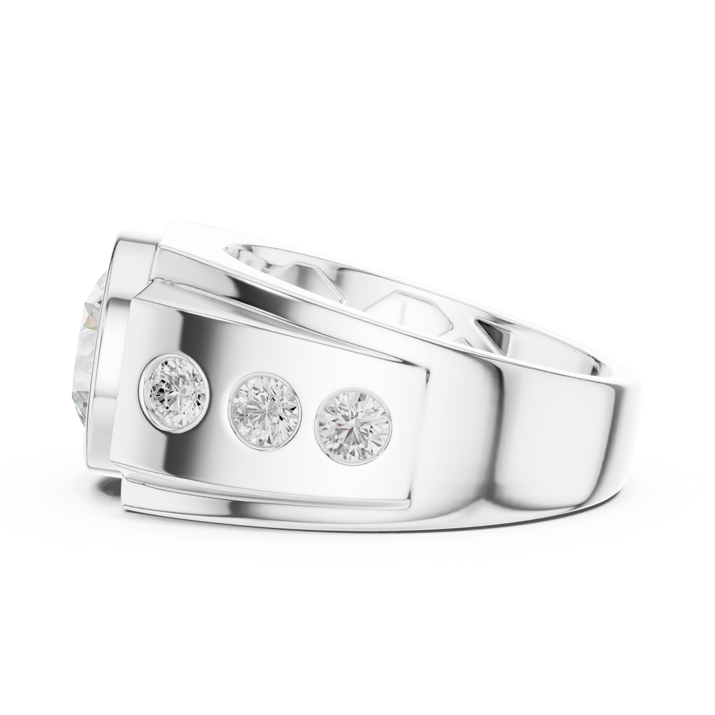 3.66 CT Round Cut Bezel Set Diamond Men's Ring