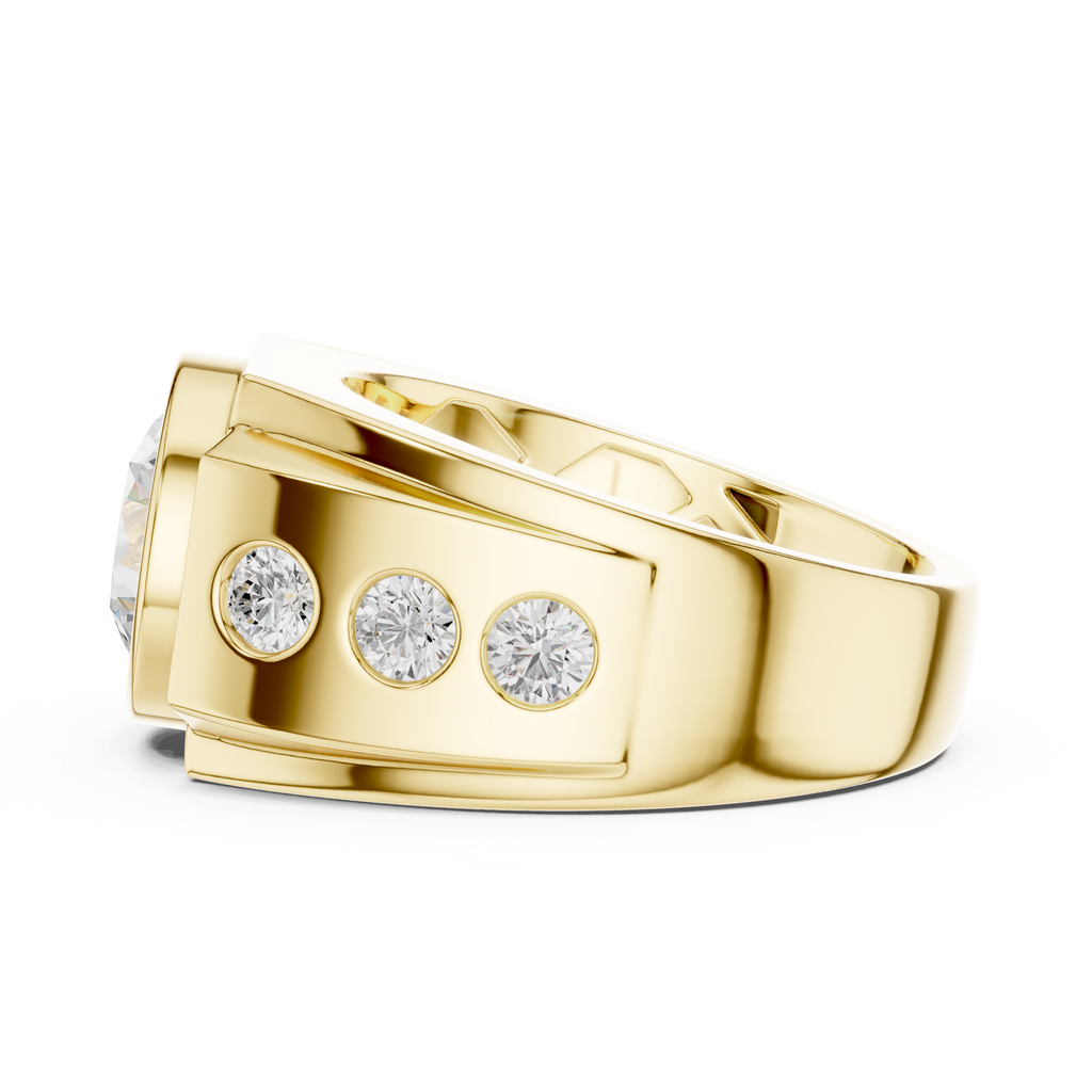 3.66 CT Round Cut Bezel Set Diamond Men's Ring