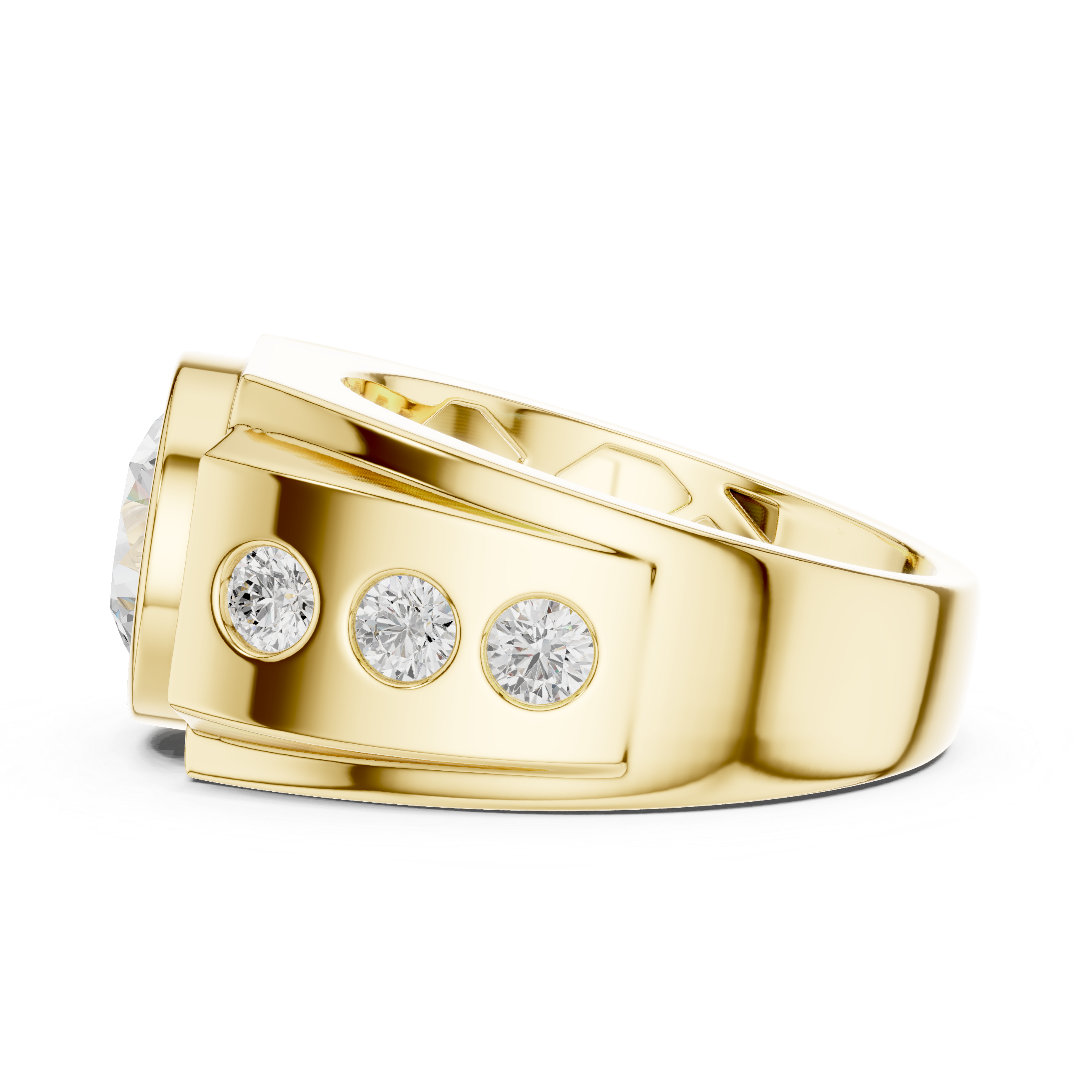 3.66 CT Round Cut Bezel Set Diamond Men's Ring