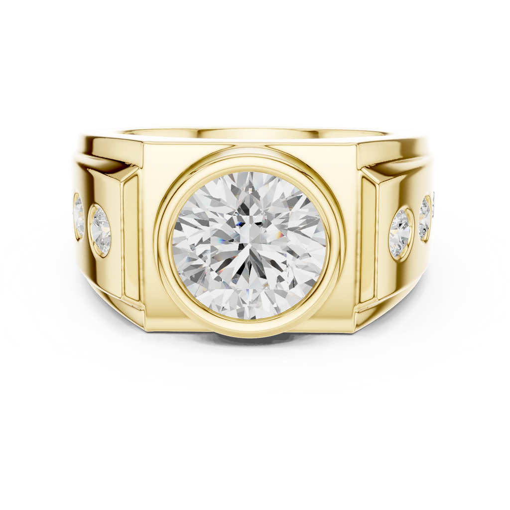 3.66 CT Round Cut Bezel Set Diamond Men's Ring