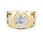 3.66 CT Round Cut Bezel Set Diamond Men's Ring