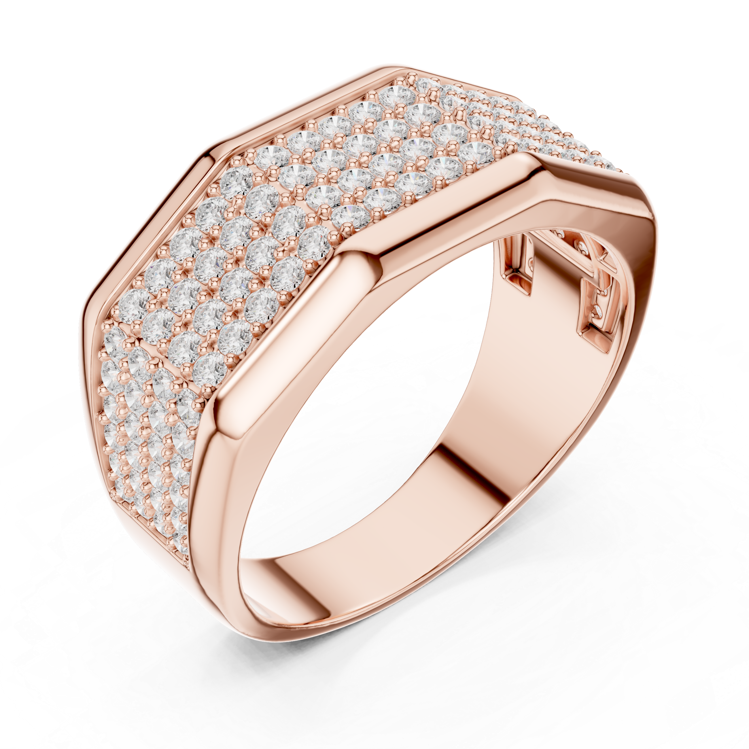 1.20 CT Multi-Row Pavé Diamond Men's Ring