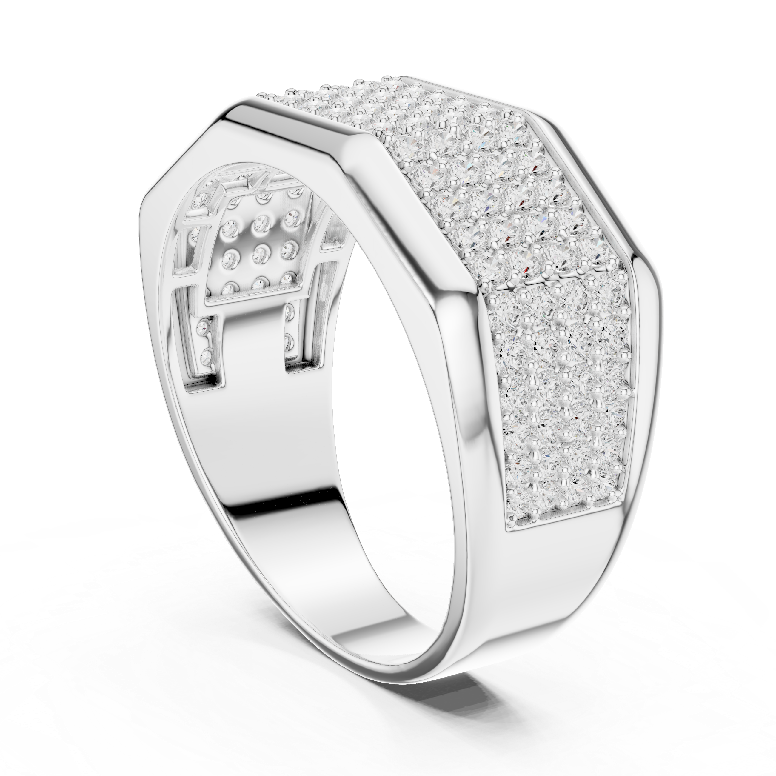 1.20 CT Multi-Row Pavé Diamond Men's Ring