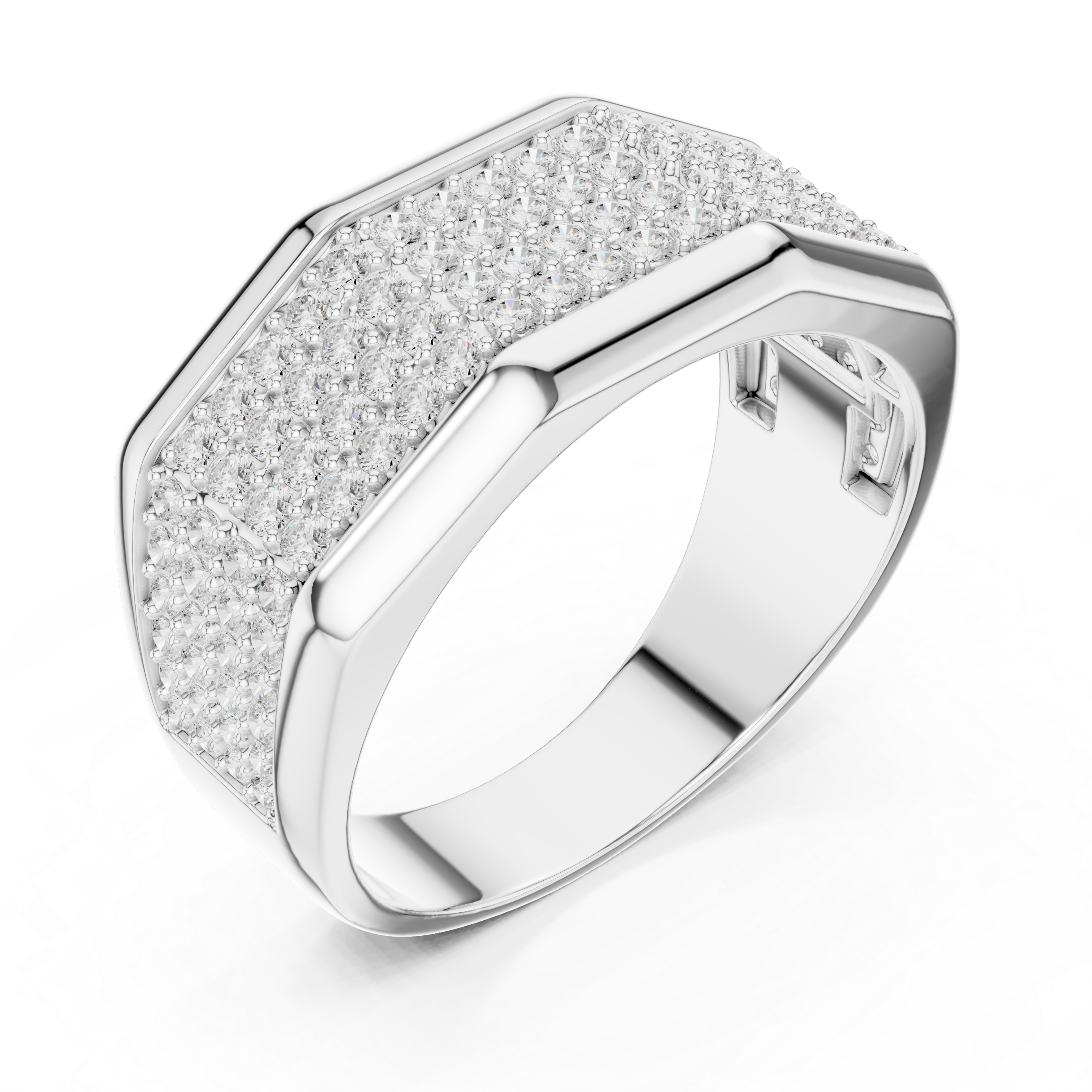 1.20 CT Multi-Row Pavé Diamond Men's Ring