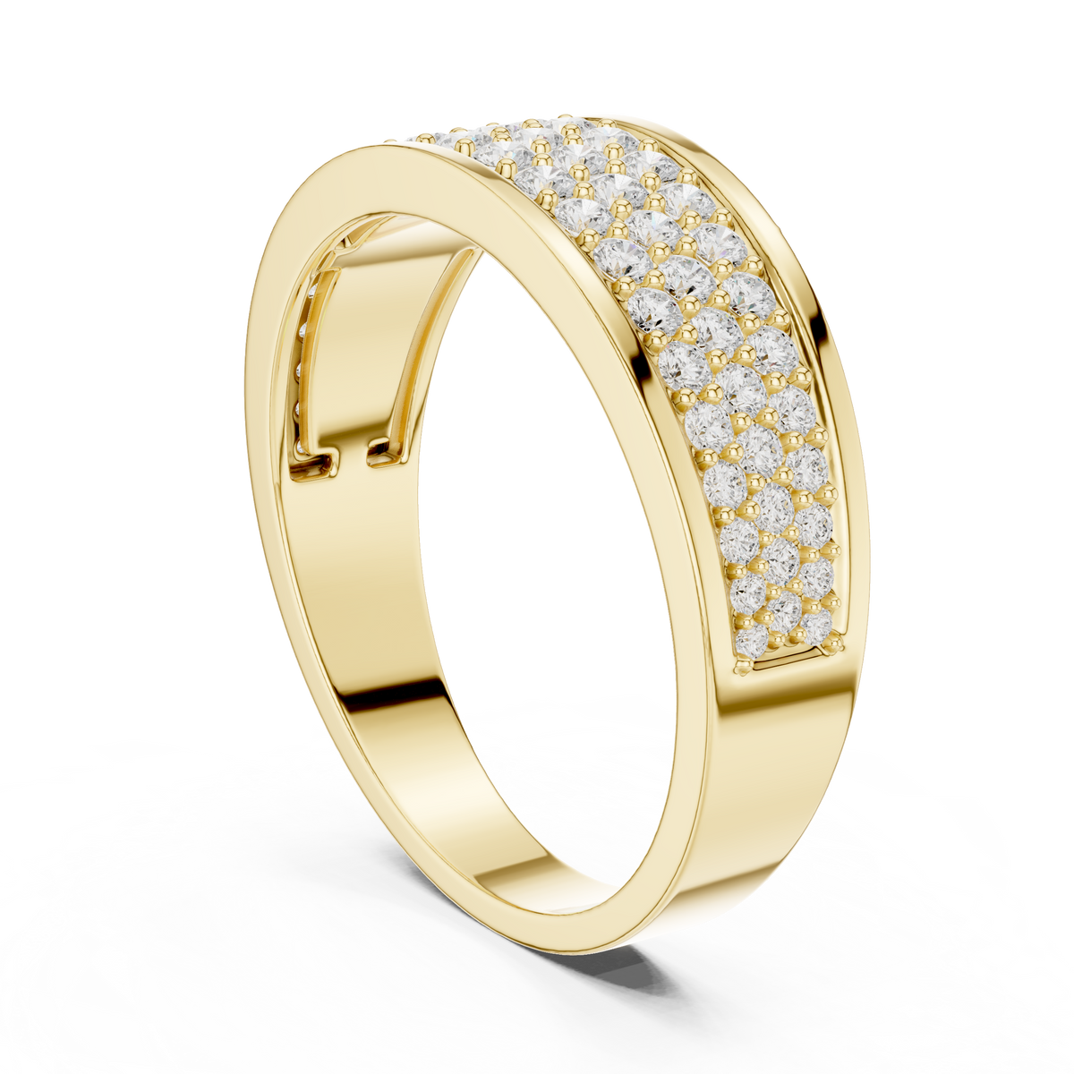 Prestige Brilliance Multi-Row Pavé Diamond Men's Ring – view 10 of 12, lab grown diamond ring | Jewelix Atelier