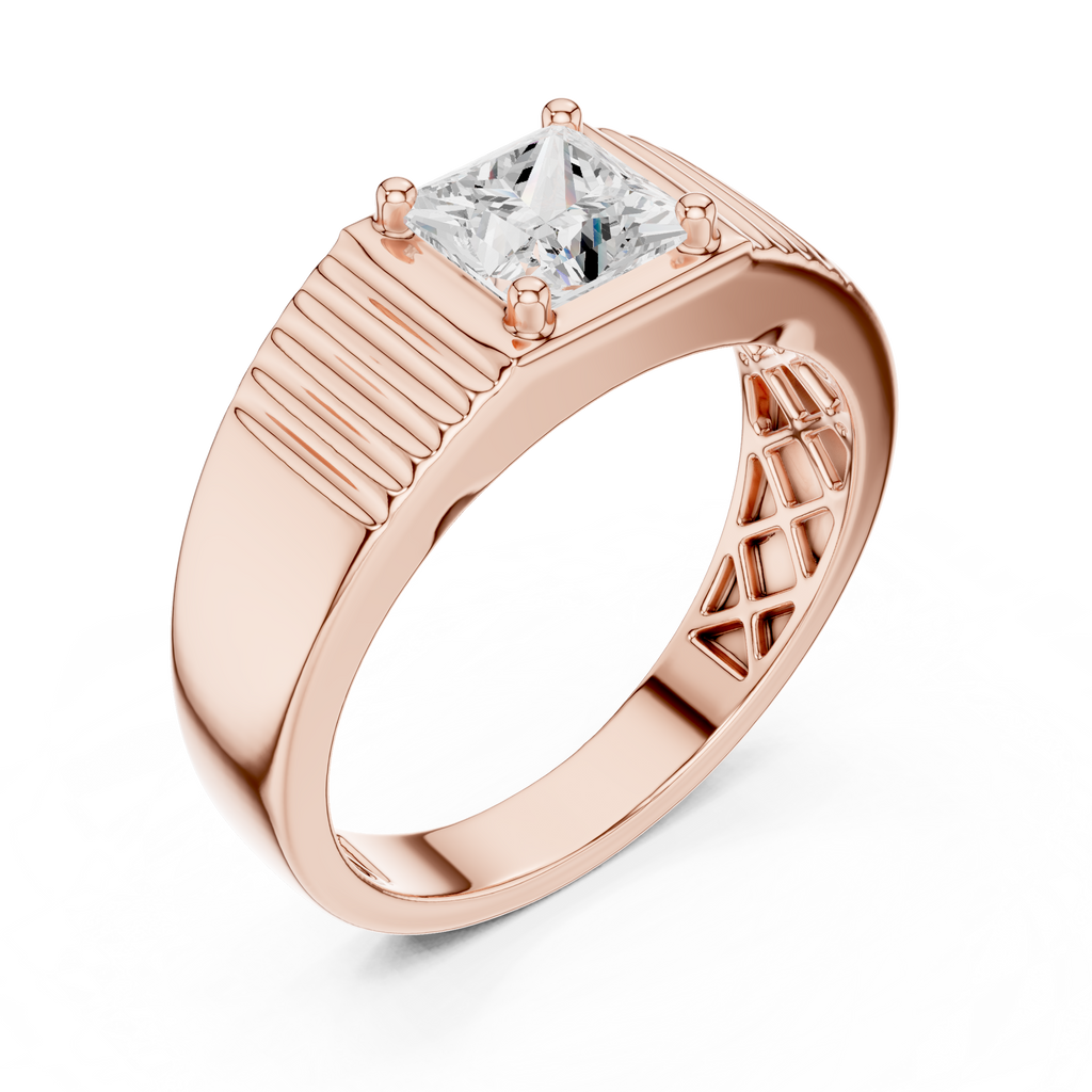 0.78 CT Princess Cut Solitaire Men's Ring
