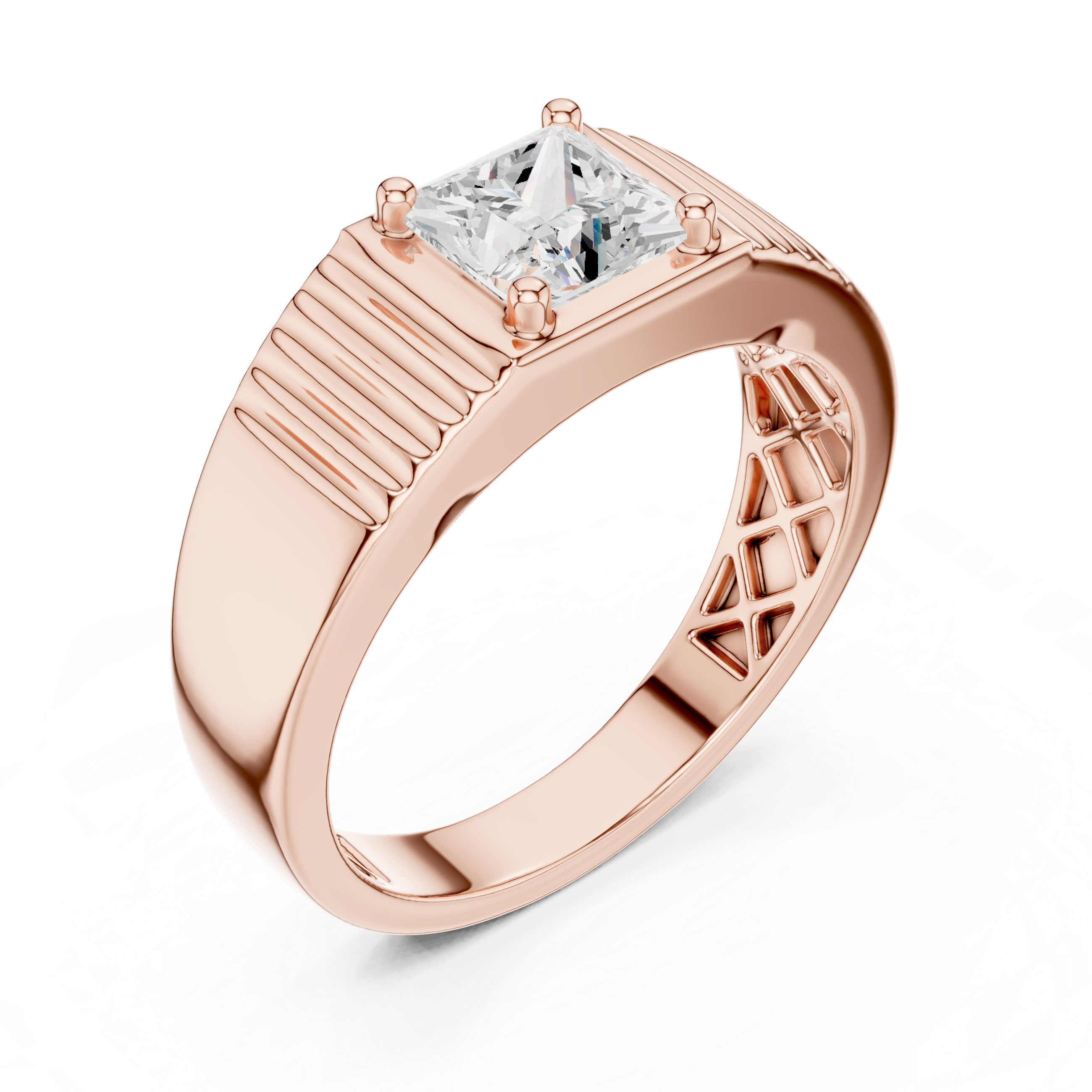 0.78 CT Princess Cut Solitaire Men's Ring