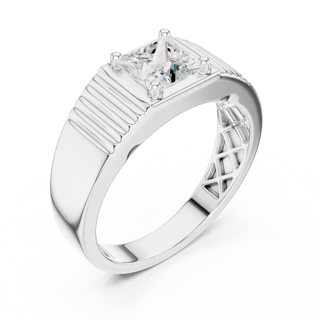 0.78 CT Princess Cut Solitaire Men's Ring