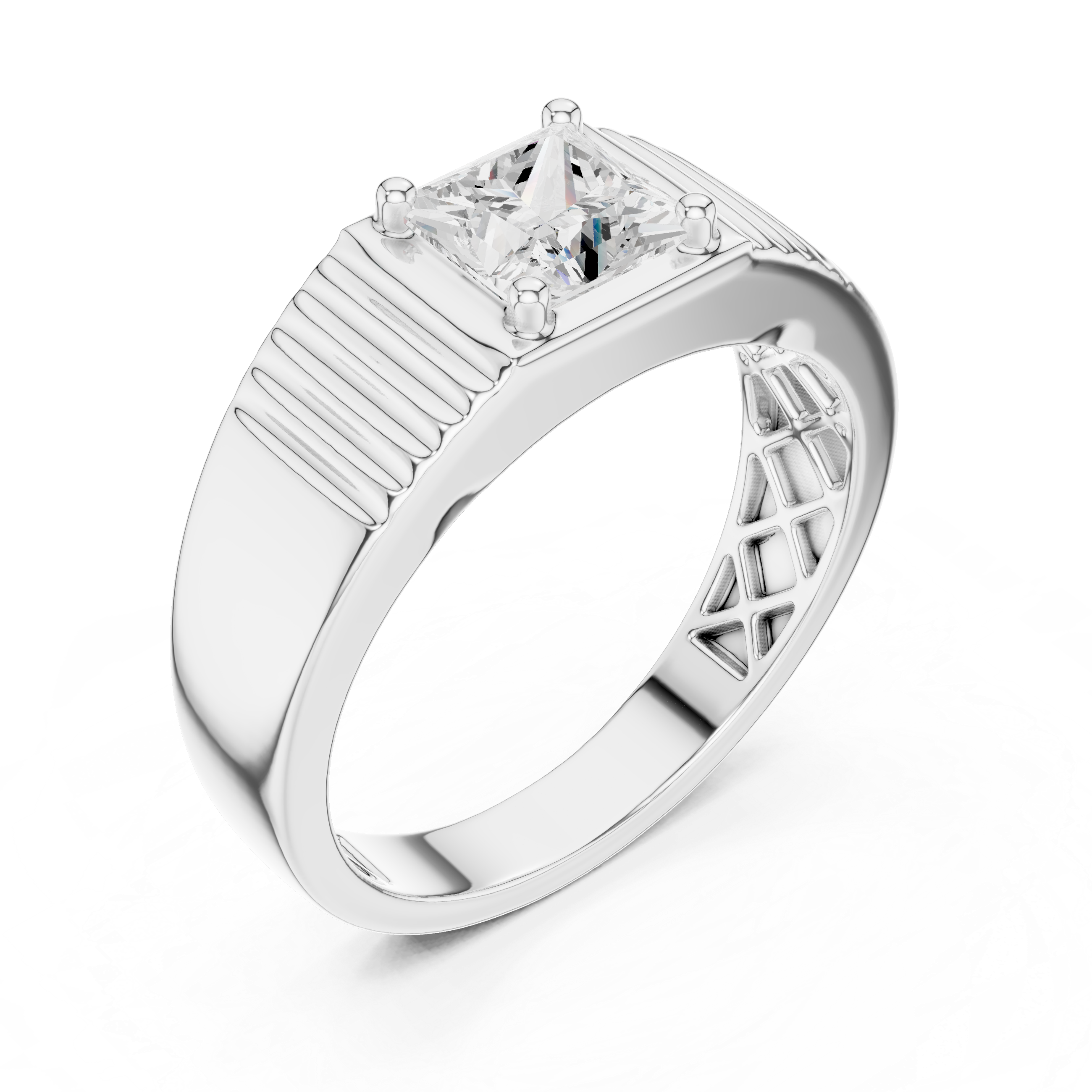 0.78 CT Princess Cut Solitaire Men's Ring
