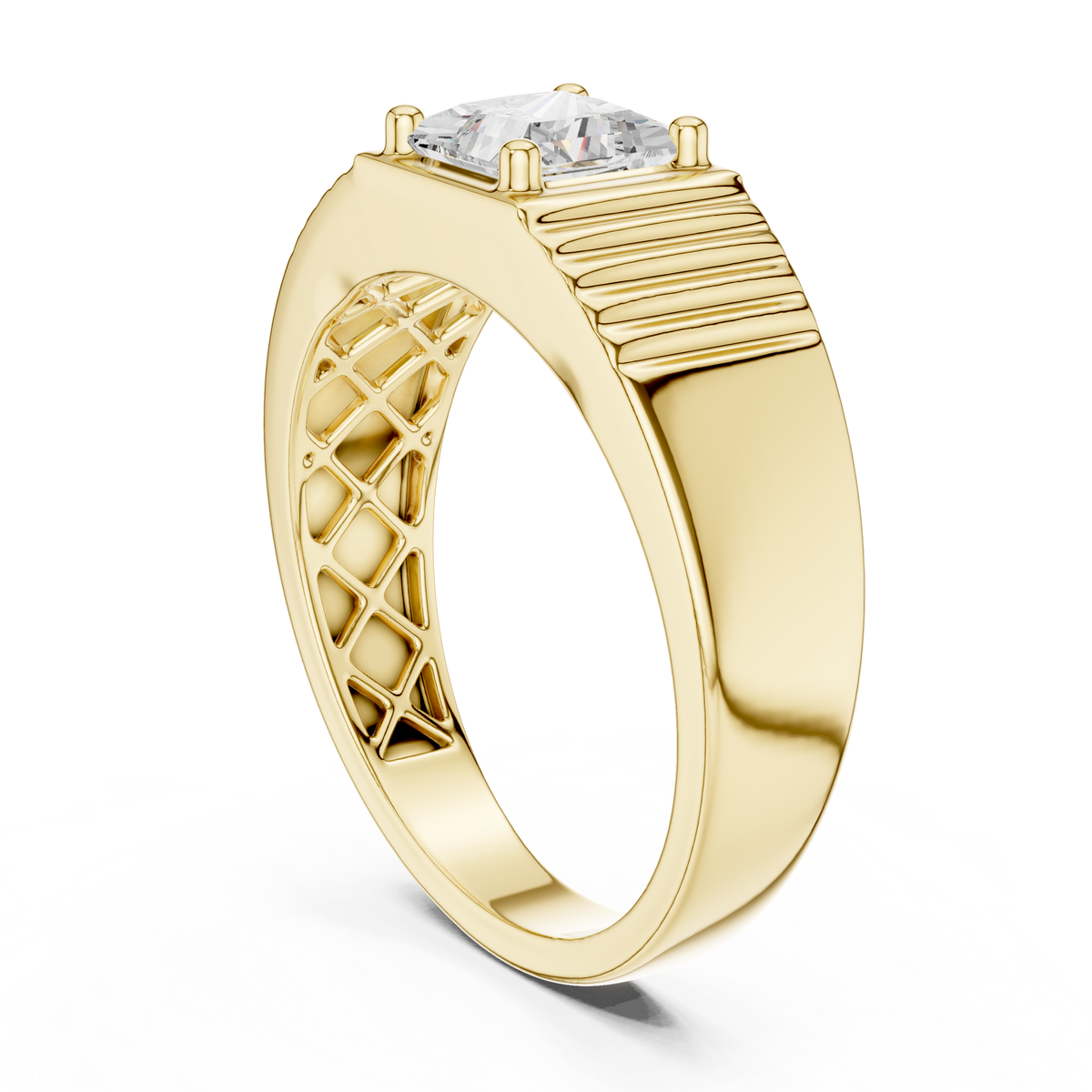 Princess Cut Solitaire Men's Ring – view 10 of 12, lab grown diamond ring | Jewelix Atelier