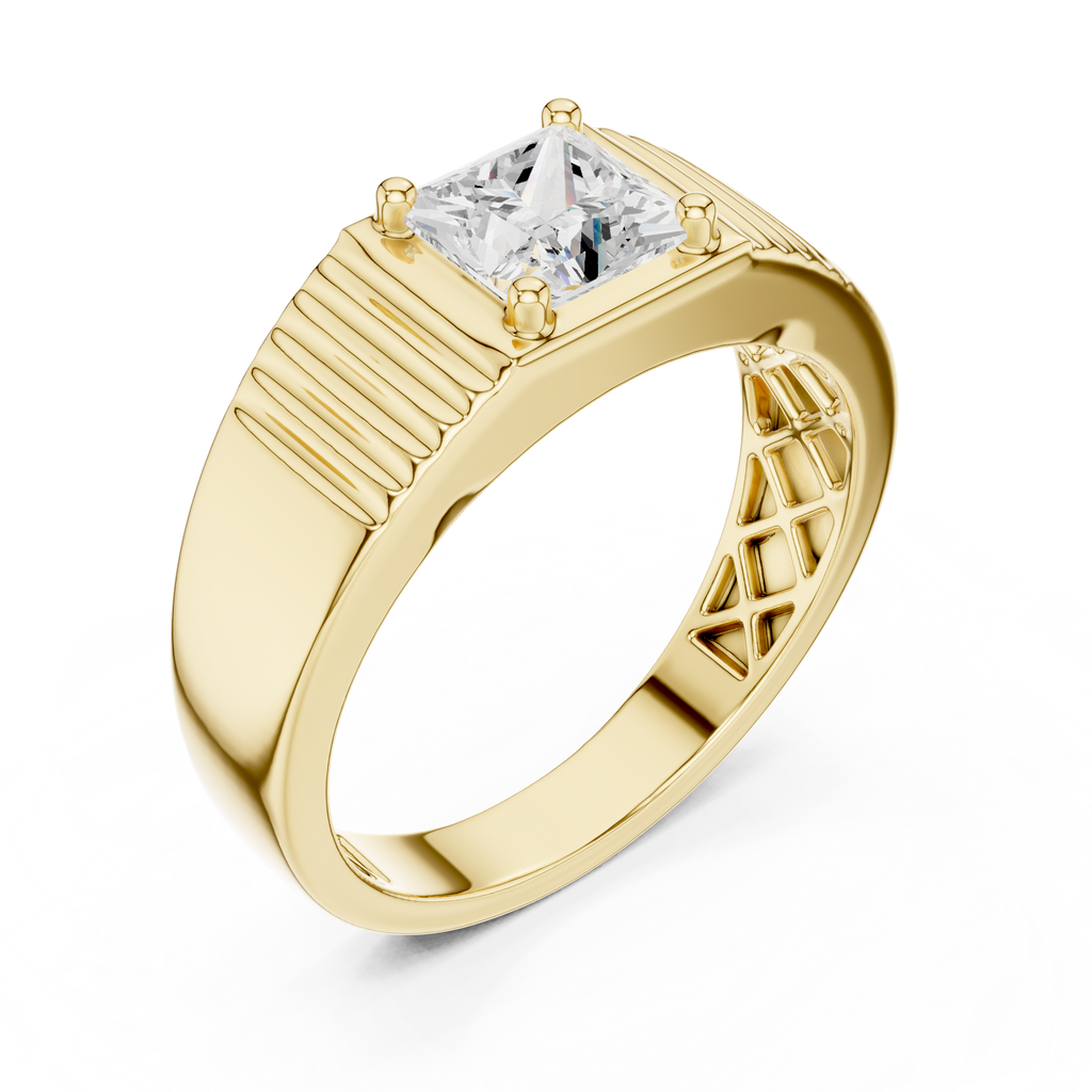 0.78 CT Princess Cut Solitaire Men's Ring
