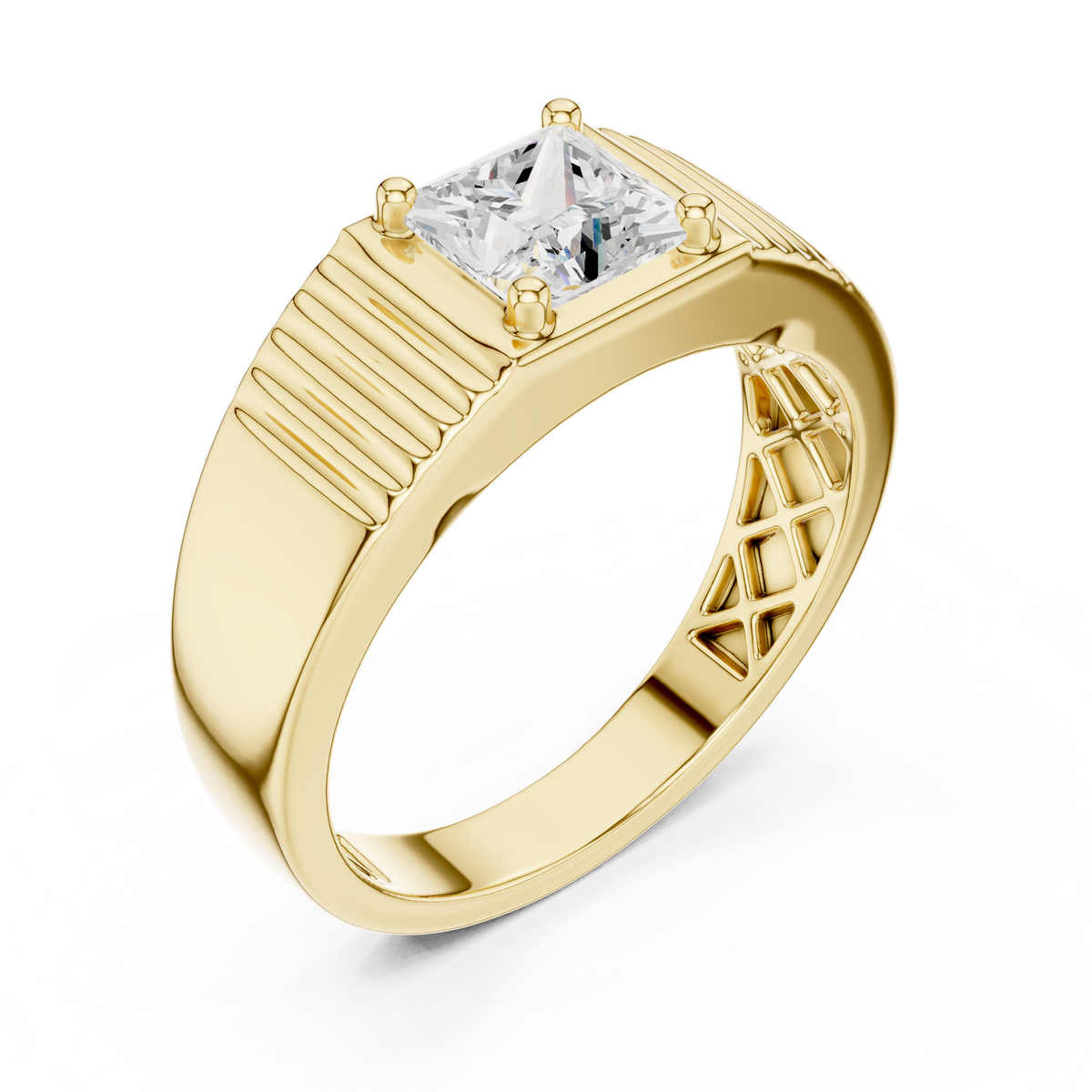 Princess Cut Solitaire Men's Ring – view 11 of 12, lab grown diamond ring | Jewelix Atelier