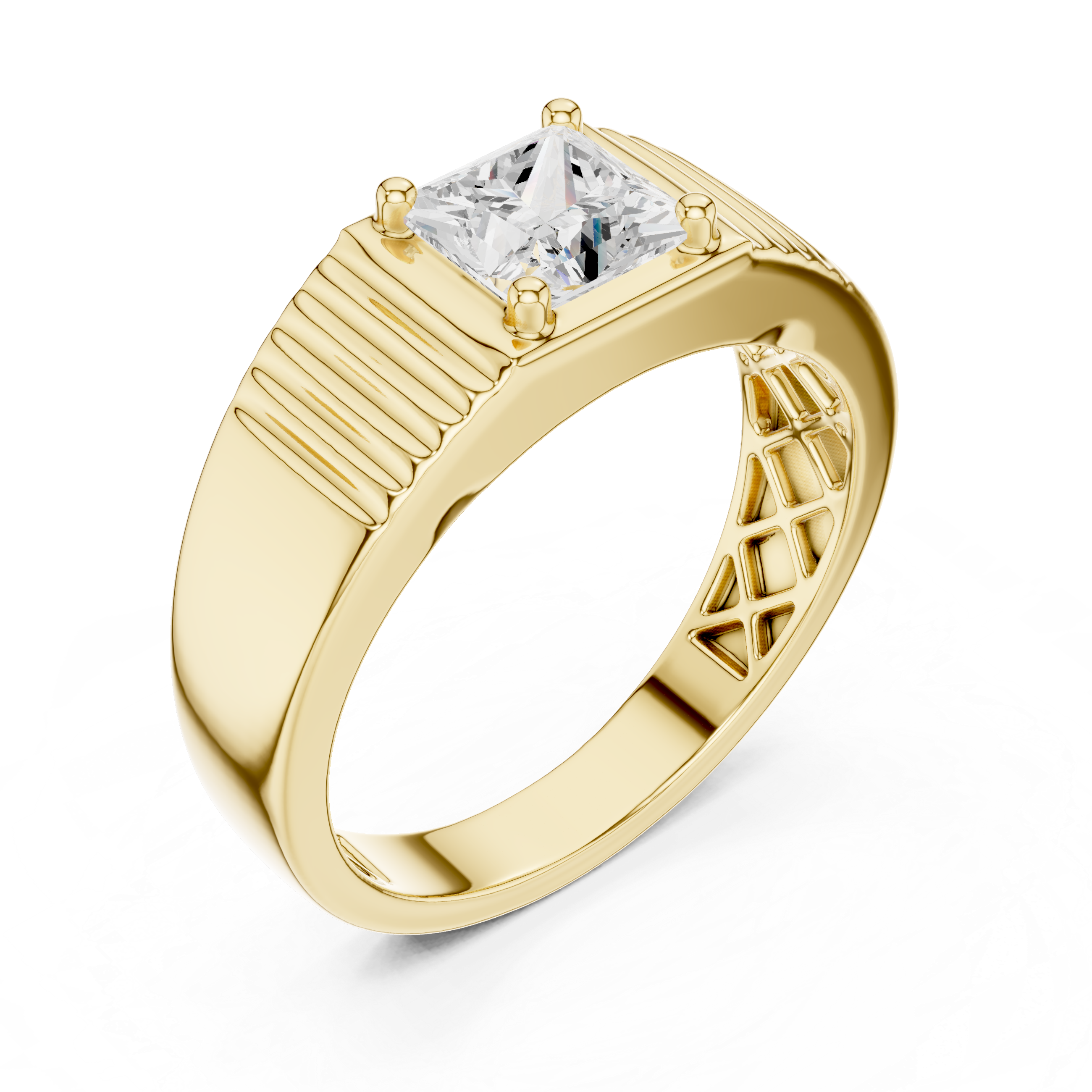 0.78 CT Princess Cut Solitaire Men's Ring